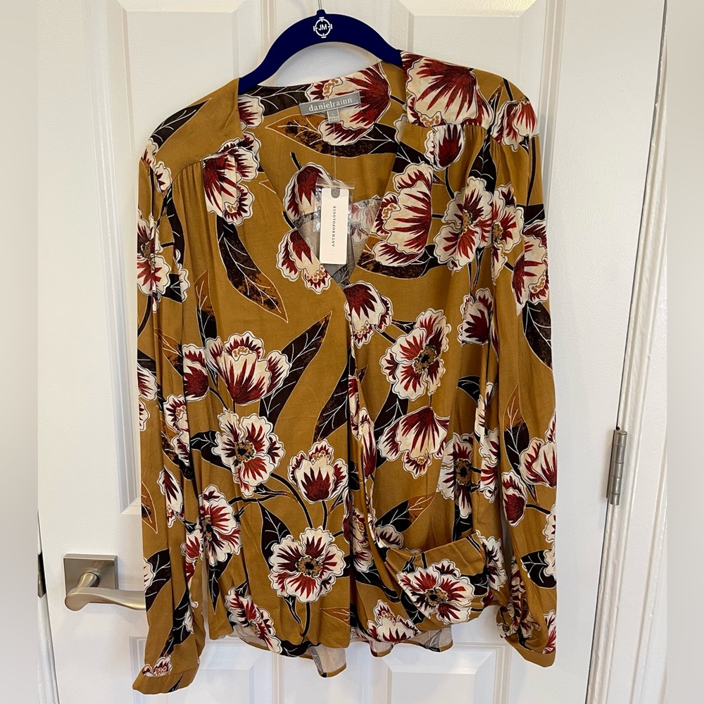 Anthropologie Daniel Rainn Floral Wrap Blouse